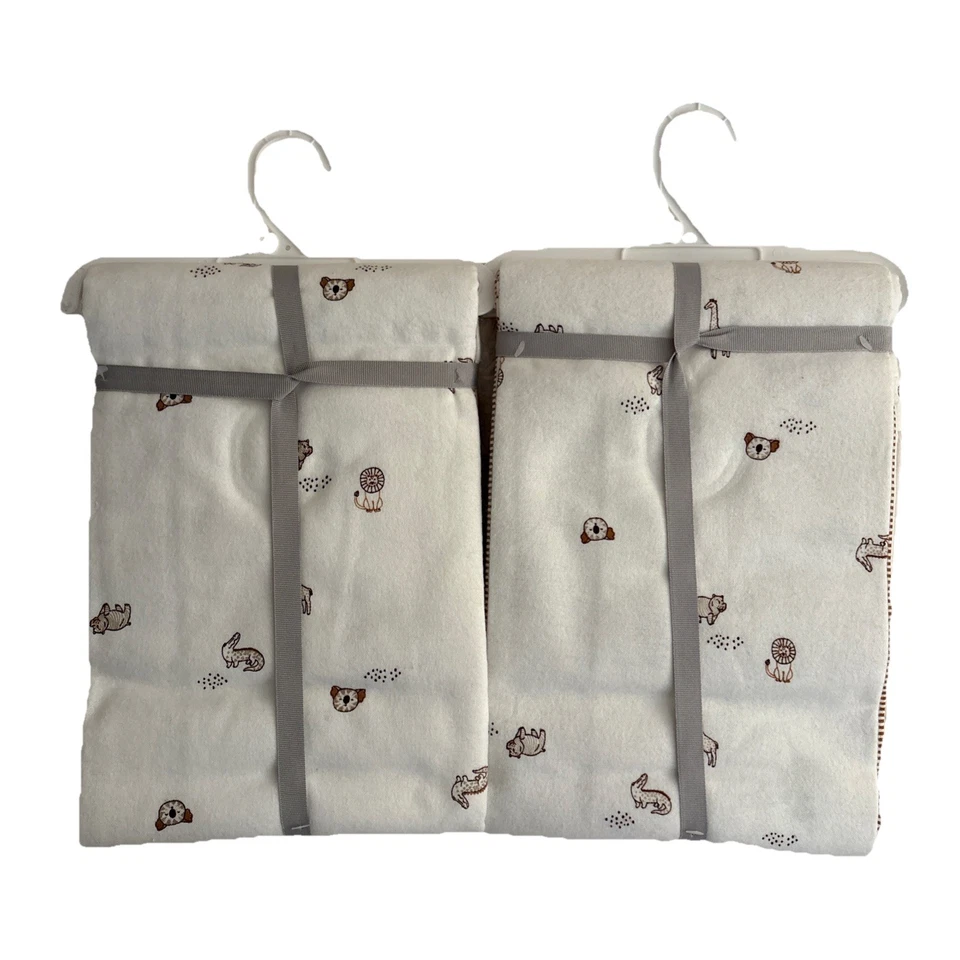 2 sets Carter’s Baby Receiving Blankets 4pk each Cotton brown Safari animals  - Image 4 of 4