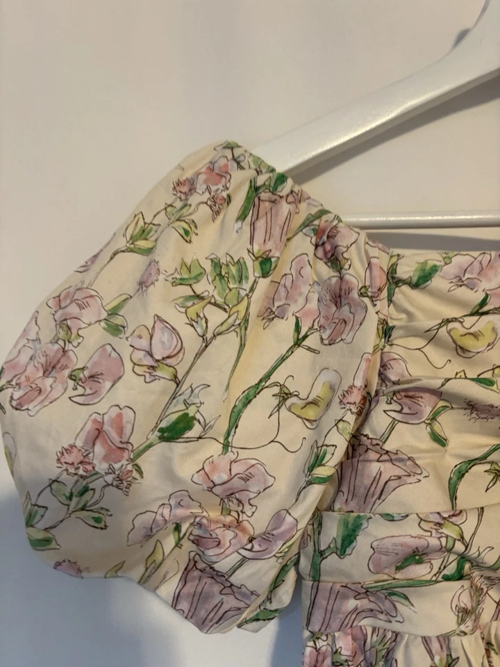 Gingersnaps Dress 10Y Floral Mini Aline Short Puff Sleeve Square Neck - Image 2 of 4