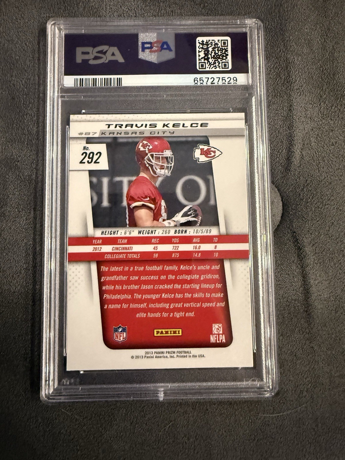 PSA 10 Panini 2013 Prizm Travis Kelce #292 Rookie Kansas City Chiefs view 2