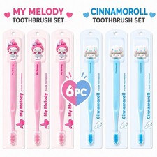 Kids Toothbrush Set 6pcs My Melody Cinnamoroll Soft Bristle Travel Korea