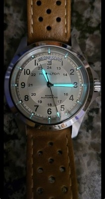 Hamilton Khaki Automatic Day-Date Silver Dial Brown Leather Strap 50m