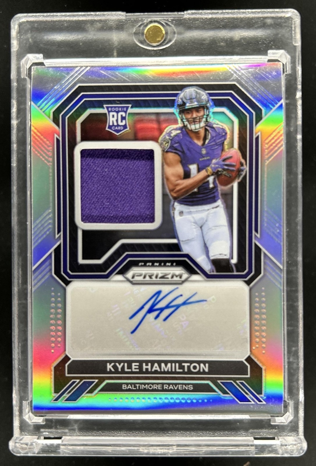 2022 Panini Prizm Kyle Hamilton Patch Auto RC Silver #/99 Ravens Rookie