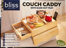 Couch Caddy W/ Slide Out Tray All Natural Wood By Bliss Bath&Home