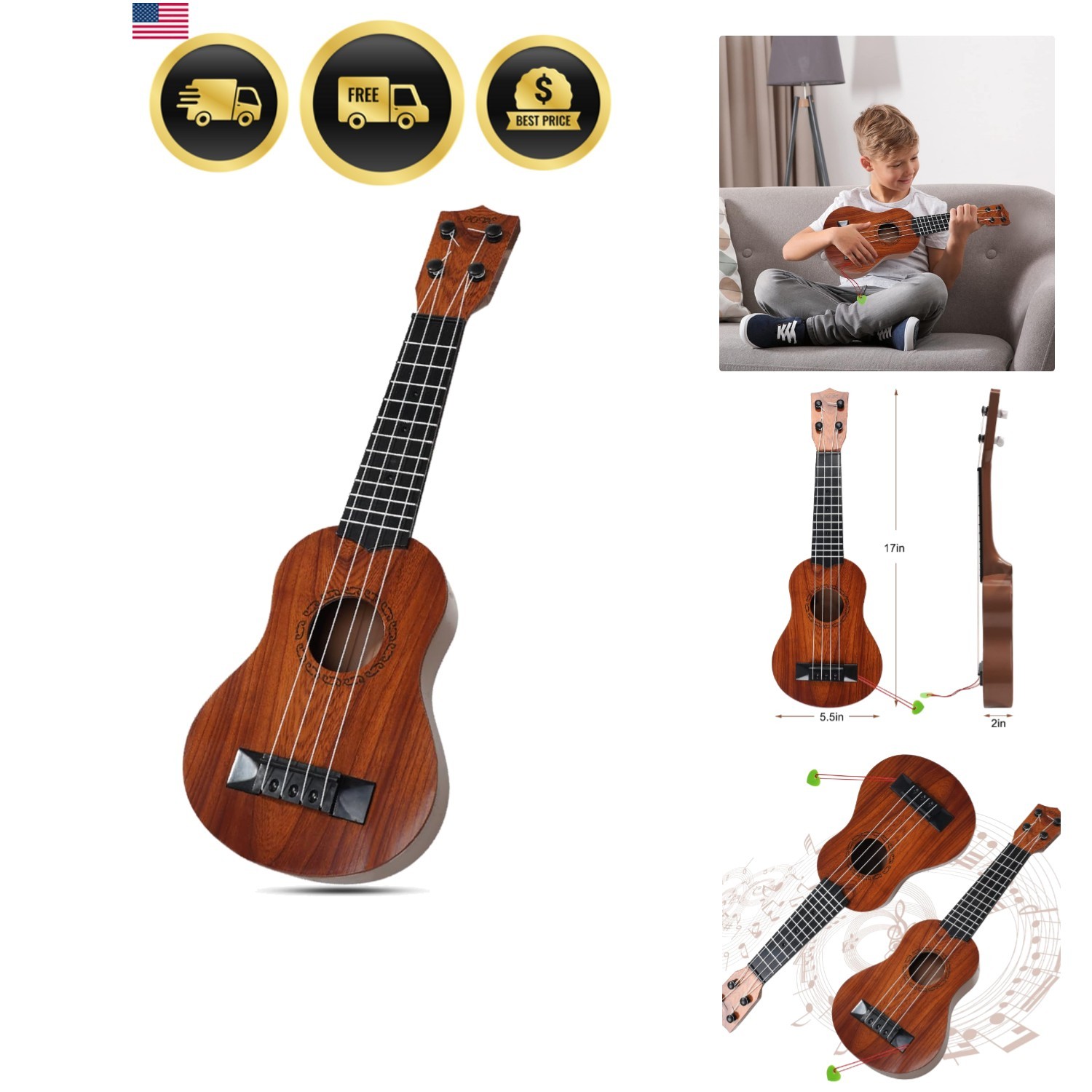 Ukulele per bambini 17" - 4 corde