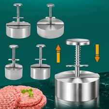 1PC Hamburger Patty Maker Press 304 Stainless Steel Non-Stick Round AU