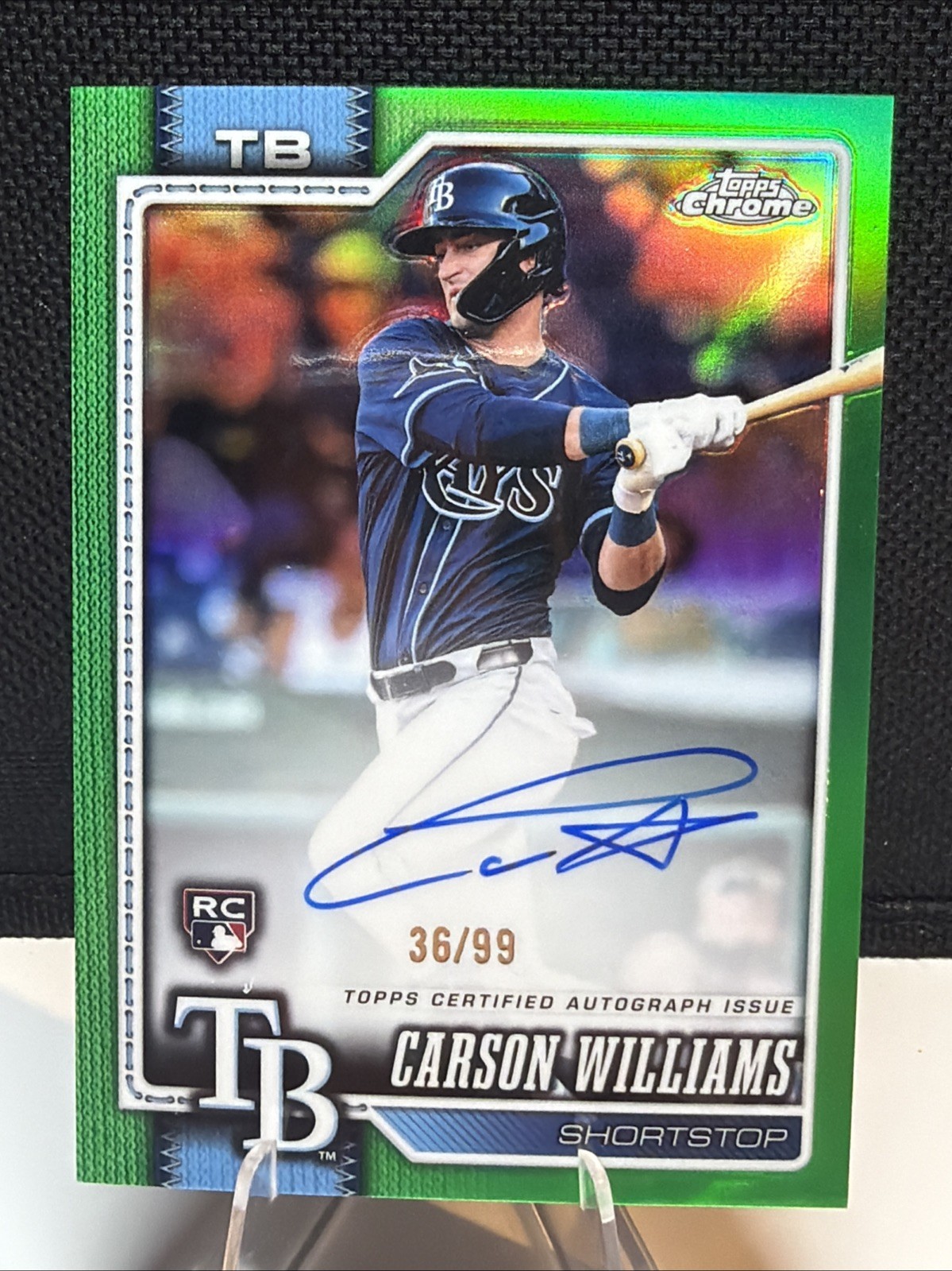 2025 Topps Chrome  Rookie Auto Carson Williams  Tru Green Refractor /99 #RA-CWS
