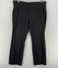 EILEEN FISHER Pants XL Stretch Organic Cotton Yoga Cross Waist Washed Black USA