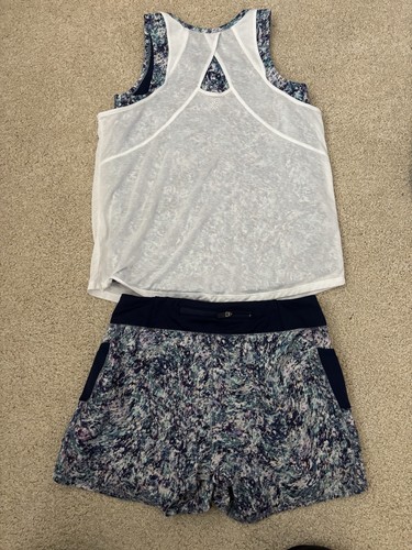 Athleta girl navy/white athletic shorts and tank set size 12 - Picture 5 of 7