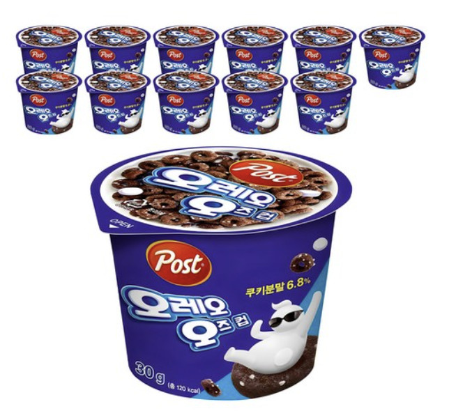 12ea Post OREO O'S Cup Cereal 500g Portable Breakfast Food OREO OS Korea Snacks