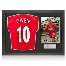 Michael Owen Signed Liverpool 2000-01 Home Football Shirt. Icon Frame