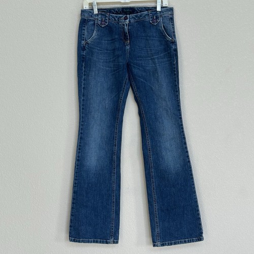 Boden Bootcut Jeans Women’s Size 12L Blue Stretch Denim Button Pocket Detail