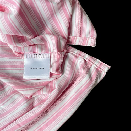 Peter Millar Featherweight Stripe Polo Shirt Pink Size Medium $100 - Picture 6 of 8