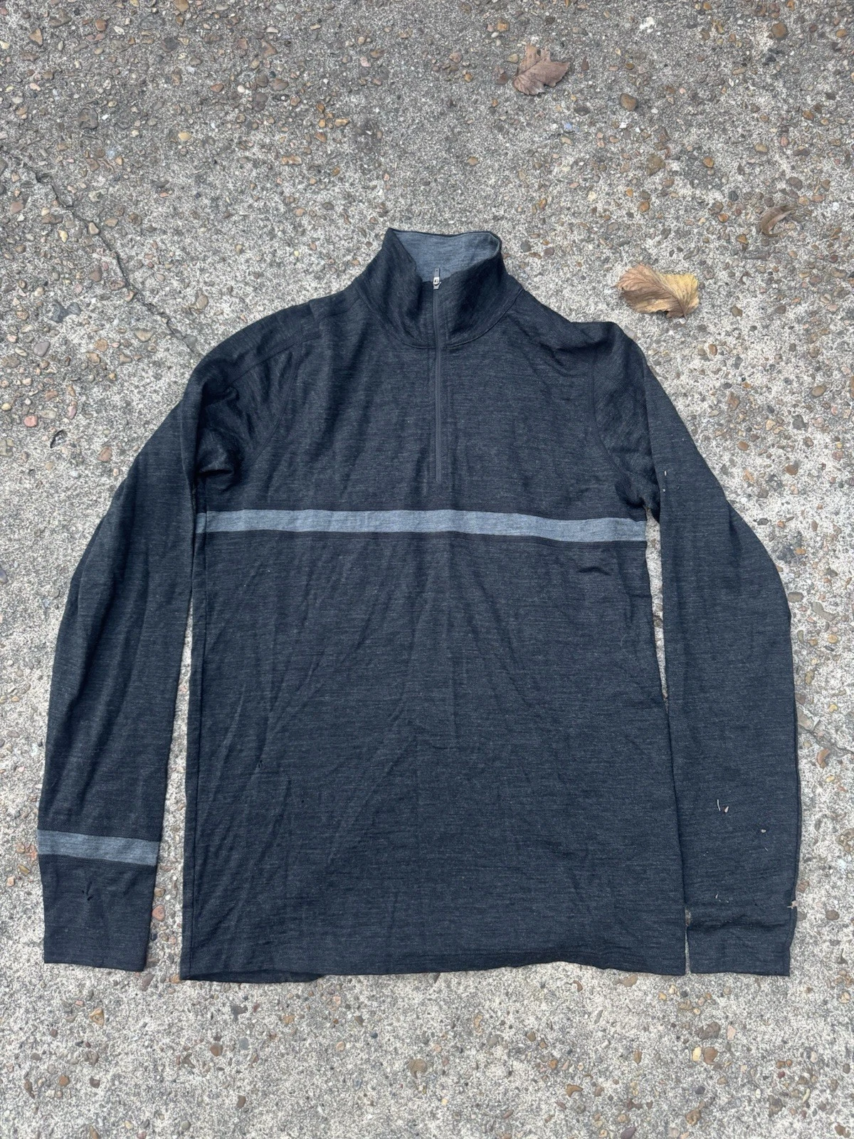 Ibex Shirt Mens Small Gray Merino Wool Quarter Zip Base Layer Pullover