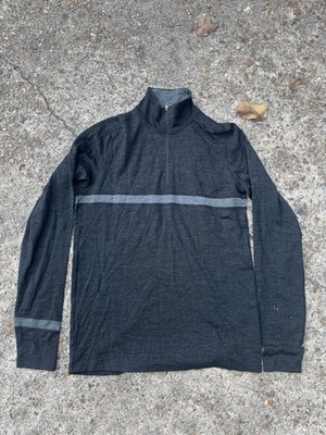 Ibex Shirt Mens Small Gray Merino Wool Quarter Zip Base Layer Pullover
