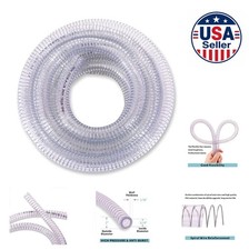 Wire Reinforced Suction Hose 3/4 Inch ID 10 Foot PVC Clear Vinyl Tubing 120 PSI