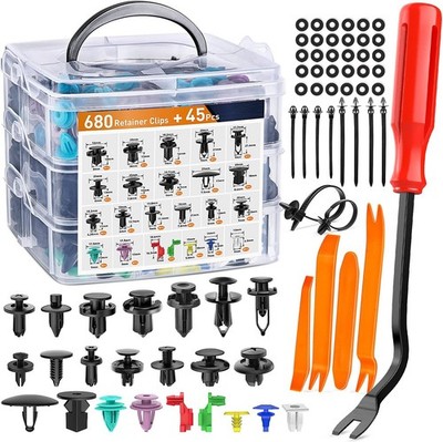 725Pcs Car Push Retainer Clips & Auto Fasteners Assortment,23 Most Popular Sizes