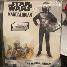 New Jazwares Star Wars Mandalorian Halloween Costume Child Large 10-12 Cape/Mask