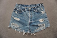 Vintage Levis Denim Shorts Womens 28x2.5 Blue Petros 501 Cutoff Frayed Hem
