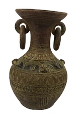 Pier 1 Ceramic Terra Cotta Table Vase Pottery Red Clay Primitive Dry Floral