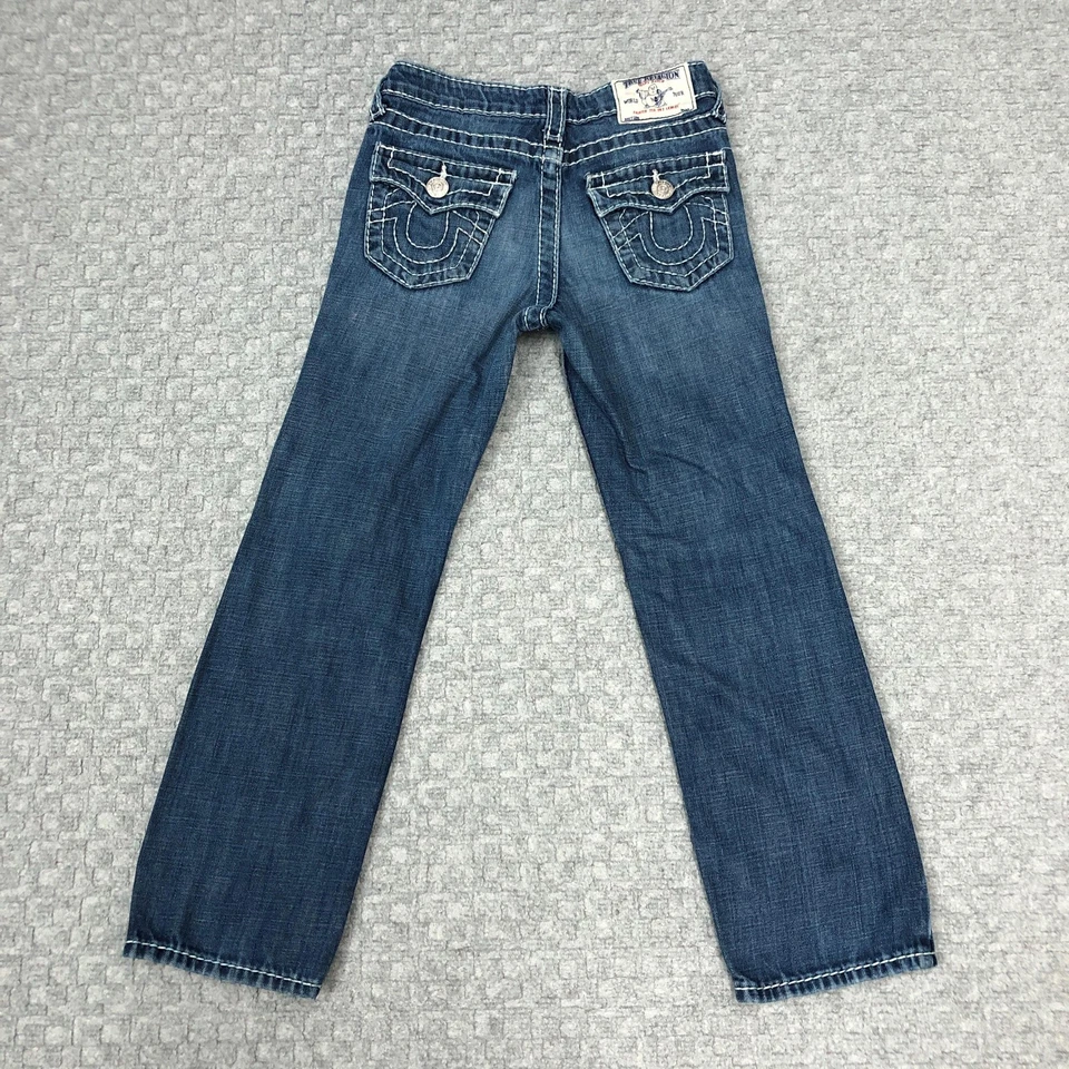 Pantalones de mezclilla True Religion para niñas talla 8 azul grande T punto recto en contraste Foto 2 de 4