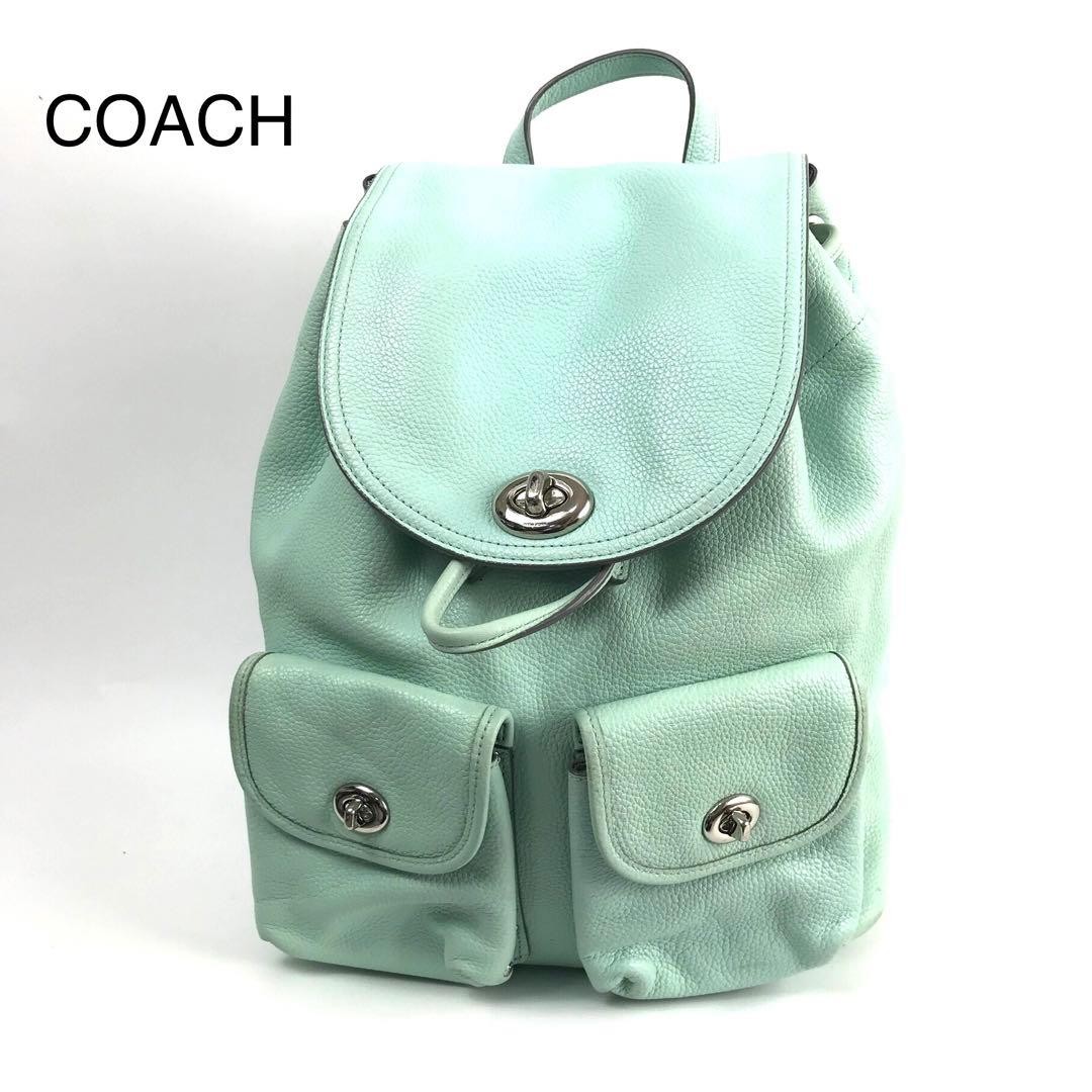 COACH Backpack Mint Green Leather 37582 Japan A-251215-14