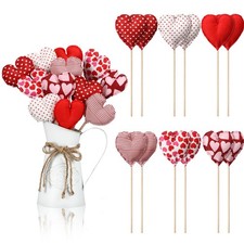 Vesici 12 Pcs Valentines Heart Flower Picks Hearts on Sticks Red, White, Pink