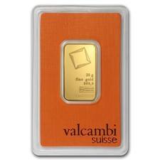 20 Gram Valcambi Suisse .9999 Fine Gold Bar in Assay 4854.21 per troy oz