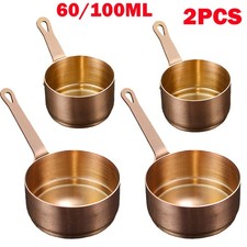 2x Bronze Mini Pot Frying Stainless Steel Gravy Sauce Pan Non-Stick Saucepan Cup