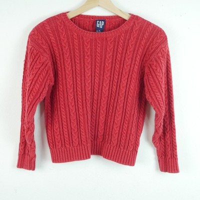 Vintage Gap Medium Sweater Red Cable Knit 90s Preppy Crop Classic Normcore