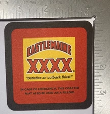 Castlemaine XXXX AUSTRALIA  3.5 INCH BEER SQUARE COASTER FOUR X 4X EMERGENCY