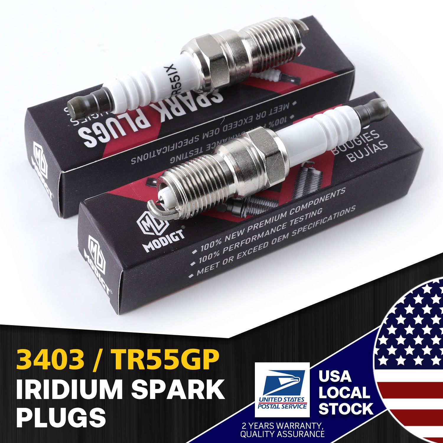 OEM Quality 2 Pcs Iridium Spark Plugs For NGK 3403 TR55GP For Buick Lucerne