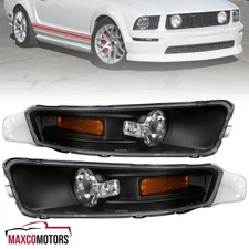 Black Bumper Lights Fits 2005-2009 Ford Mustang Turn Signal Parking Left+Right