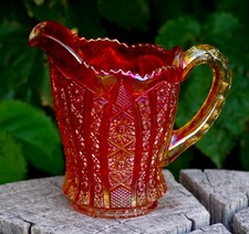 ANTIQUE Imperial Glass LARGE CREAMER Marigold Carnival Glass Made in USA 1910's