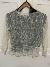 Vintage Artisan & Fusion Monsoon Ivory embroidered sequinned bolero Woman 12 VGC