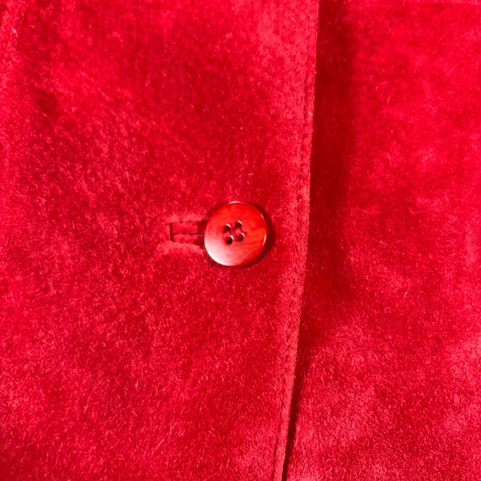 Chaqueta Blazer Para Mujer Colección Liz Claiborne Roja Gamuza Cuero Talla M De Colección Foto 2 de 4