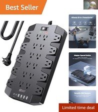28-Device Surge Protector with 22 AC Outlets  USB Ports for Ultimate Charging