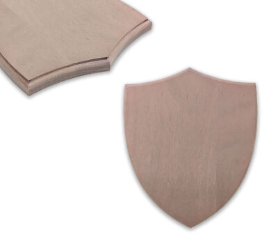 Santos Mahogany Plaque   Unfinished Shield with Stepped 0.25 Inch Round Over Edg