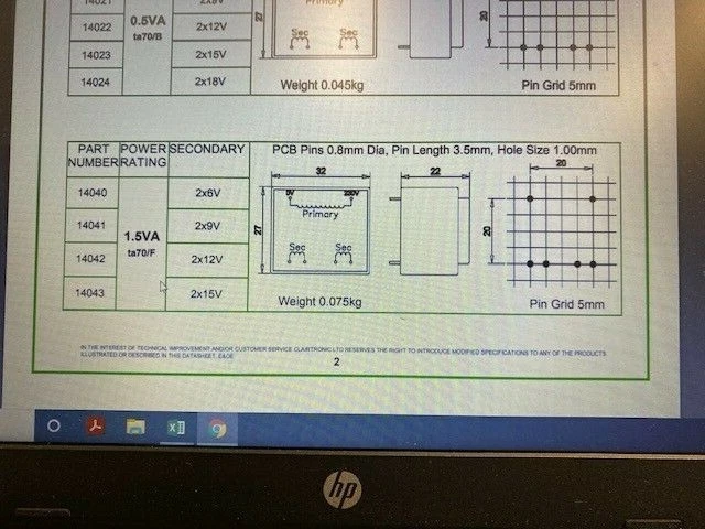 2 x 14043 Clairtronic 1,5 VA, 2 x 15 V 2 Ausgang PCB isolierende Transformatoren - Bild 3 von 4