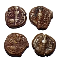 904-978 - HUNNIC DYNASTIES OF KASHMIR HARSHA RAJA DEVA 1 STATER 4 BRONZE COINS#2