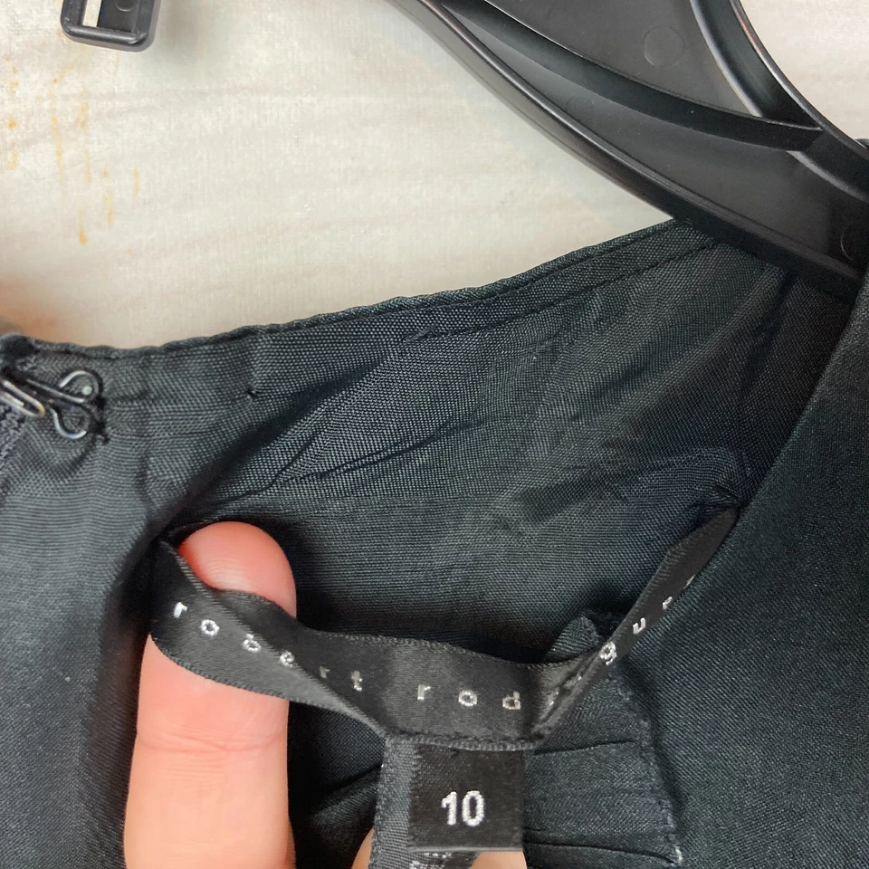 Vestido Robert Rodriguez para mujer 10 negro 100 % seda sin mangas con botones Foto 4 de 4