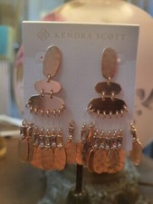 Kendra Scott Oster Rose Gold Chandelier Earrings with Bag Plush Crystal NWOT