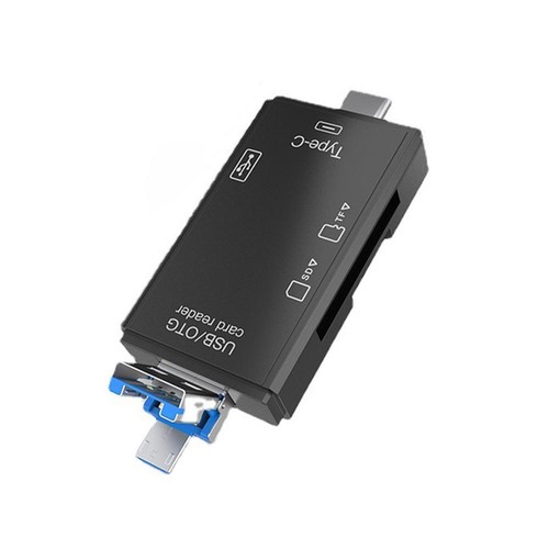6 in 1 OTG USB 3.0 Type-C Card Reader for Secure Digital/TF Cards (Black) - Bild 5 von 9