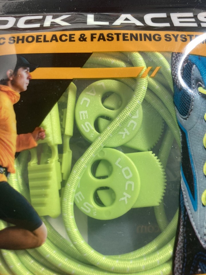 View of LOCK LACES Elastic Shoelace & Fastening System ~ Sour Green Apple ~ New ...