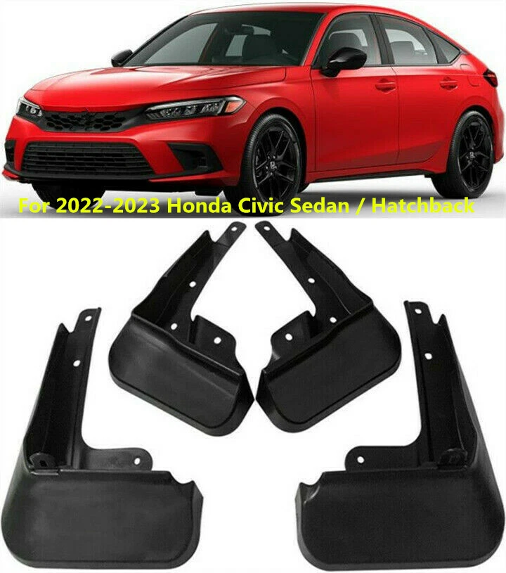 Front & Rear Splash Guards Mud Flaps For 2022-2023 Honda Civic Sedan / Hatchback - 第 1 张/共 4 张