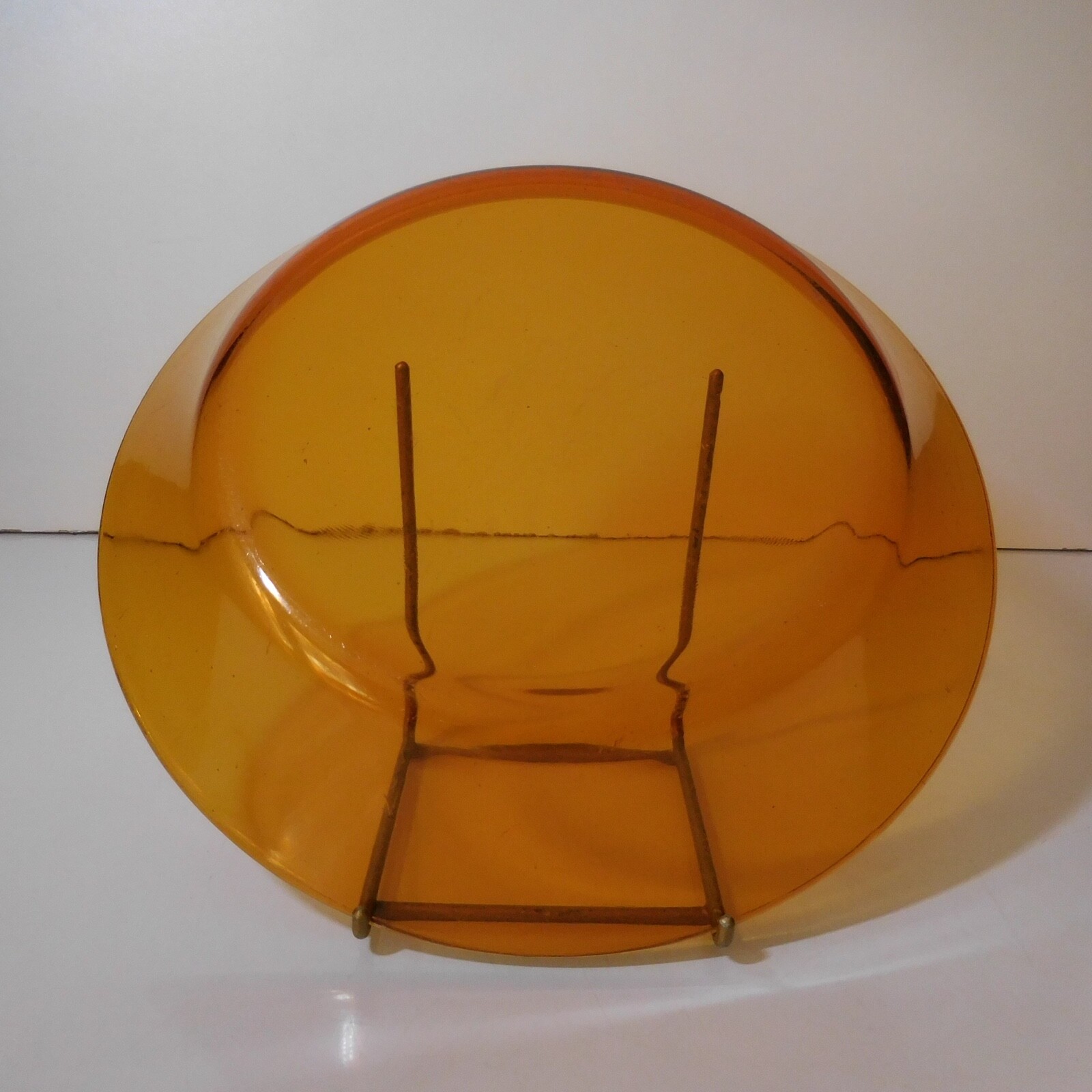Round empty pocket art deco glass orange vintage design Duralex France N8434