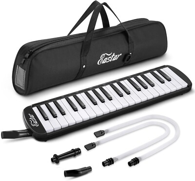 Eastar 37 Keys Melodica Instrument Soprano Air Piano Keyboard Carrying Bag Black