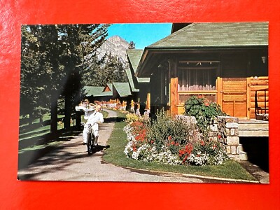 BICYCLE RIDING ROOM SERVICE  WAITER~ Vintage Postcard~JASPER PARK LODGE Canada