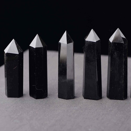 60-70mm Natural Black Obsidian Quartz Crystal Point Wand Hexagonal Obelisk Reiki - Picture 4 of 18