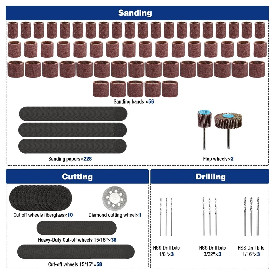 WORKPRO 476 PIEZAS Herramienta Rotativa Dremel Kit de Accesorios Pulido Rectificado Lijado Set Foto 4 de 4