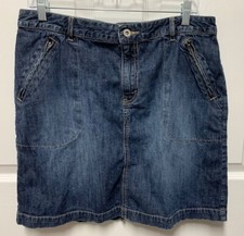 Eddie Bauer jean skirt size 12 dark denim Above the Knee straight EC